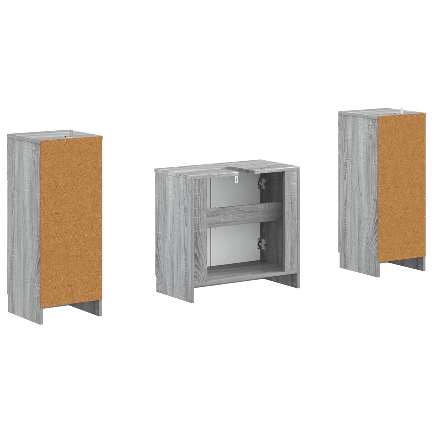 3 Piece Bathroom Cabinet Set UTRECHT Grey Sonoma