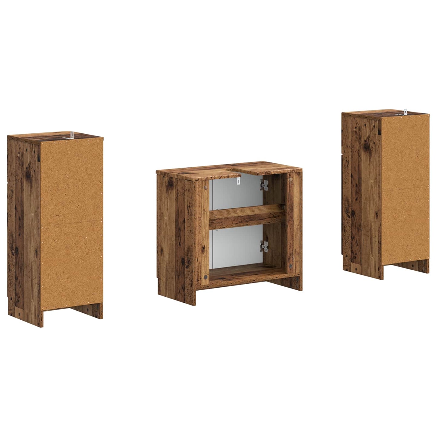 2 Piece Bathroom Cabinet Set UTRECHT Old Wood Engineered Wood
