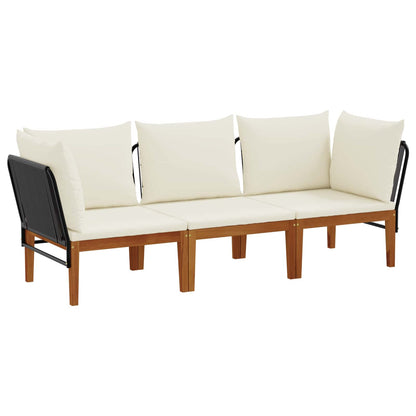 3 pcs Solid Acacia Wood & Rope Natural