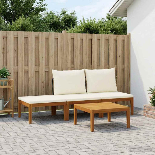 4 pcs Solid Acacia Wood & Rope Natural
