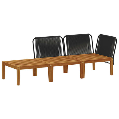 3 pcs Solid Acacia Wood & Rope Natural