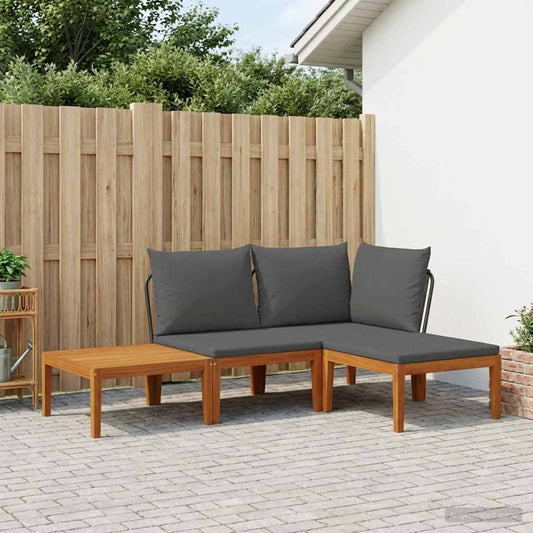 4 pcs Solid Acacia Wood & Rope Natural