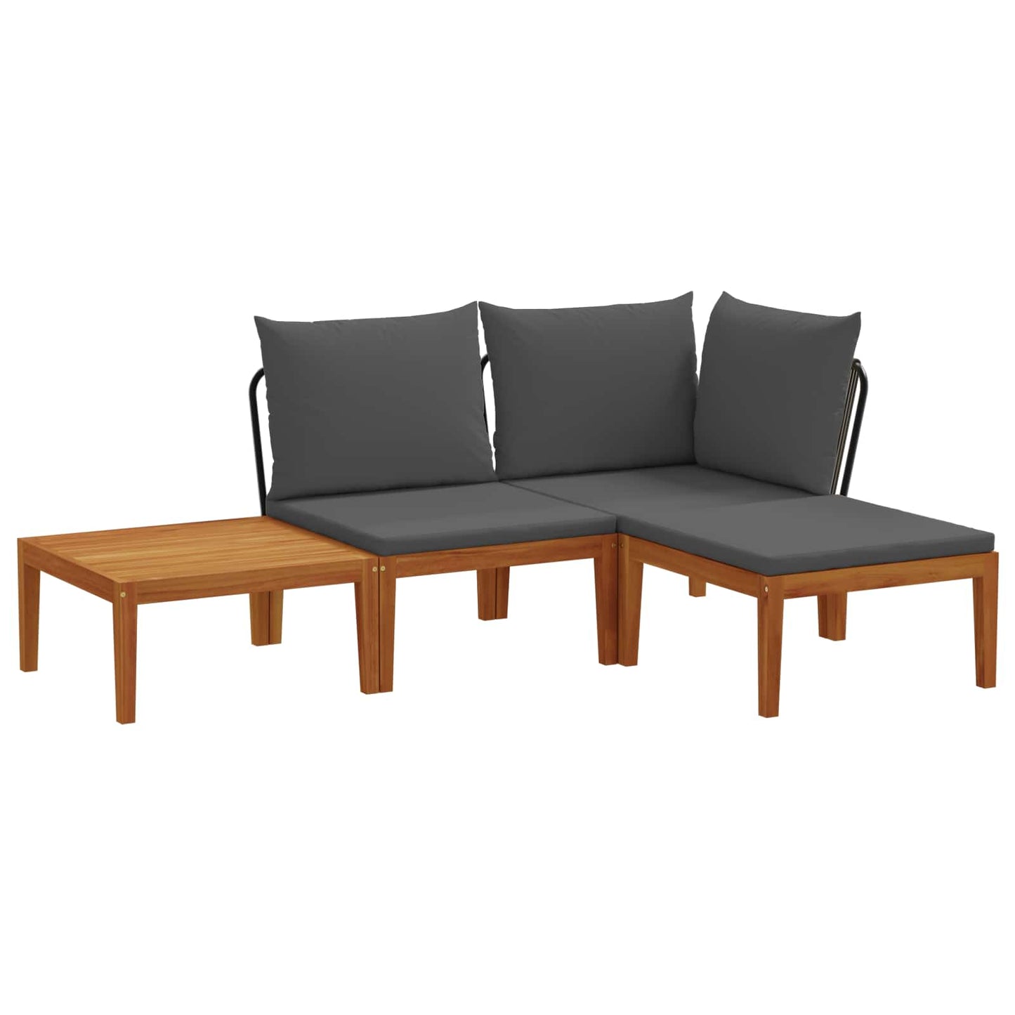 4 pcs Solid Acacia Wood & Rope Natural