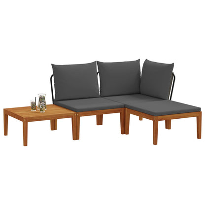 4 pcs Solid Acacia Wood & Rope Natural