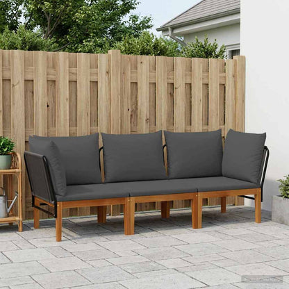 3 pcs Solid Acacia Wood & Rope Natural