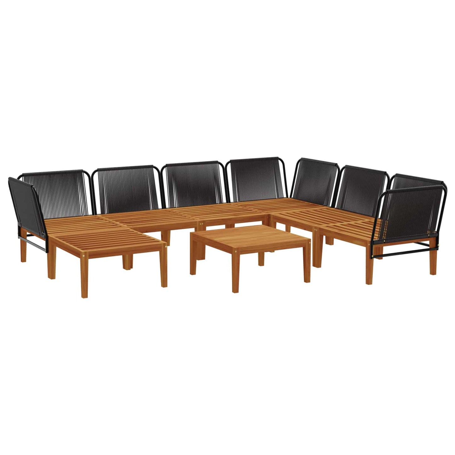 8 pcs Solid Acacia Wood & Rope Natural