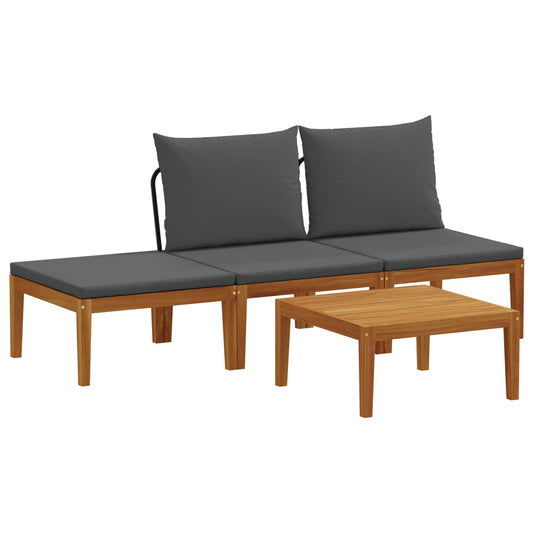 4 pcs Solid Acacia Wood & Rope Natural