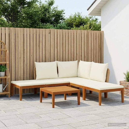 6 pcs Solid Acacia Wood & Rope Natural