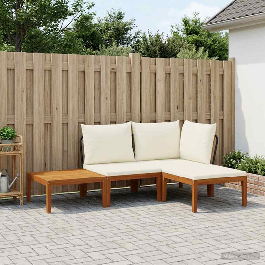 4 pcs Solid Acacia Wood & Rope Natural