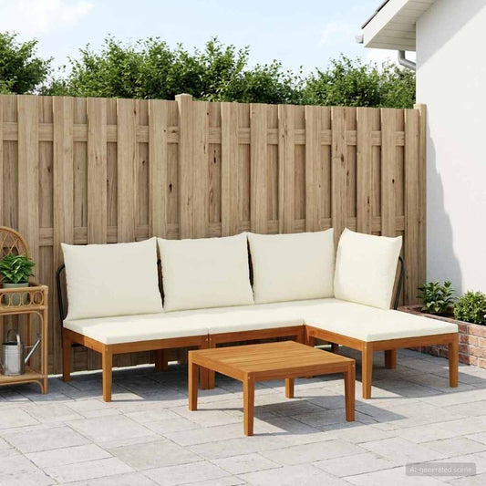 5 pcs Solid Acacia Wood & Rope Natural
