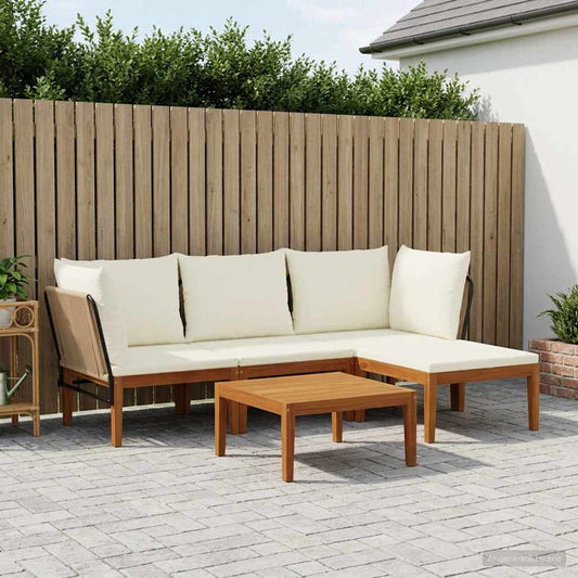 5 pcs Solid Acacia Wood & Rope Natural