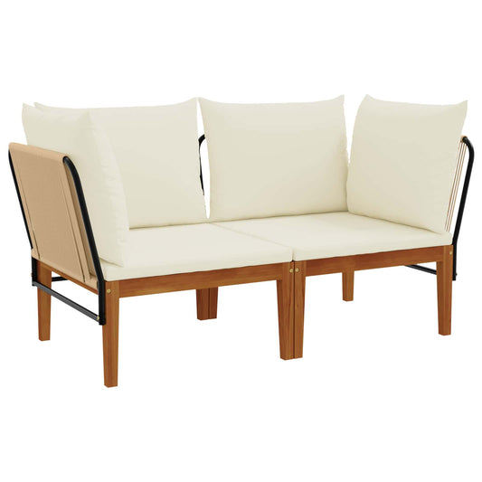 2 pcs Solid Acacia Wood & Rope Natural