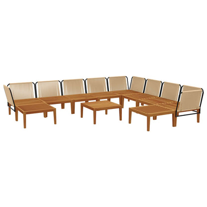 11 pcs Solid Acacia Wood & Rope Natural