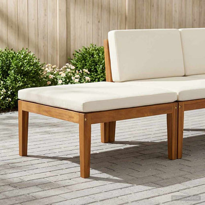 Garden Footrest with Cushion Solid Acacia Wood Natural