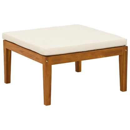 Garden Footrest with Cushion Solid Acacia Wood Natural