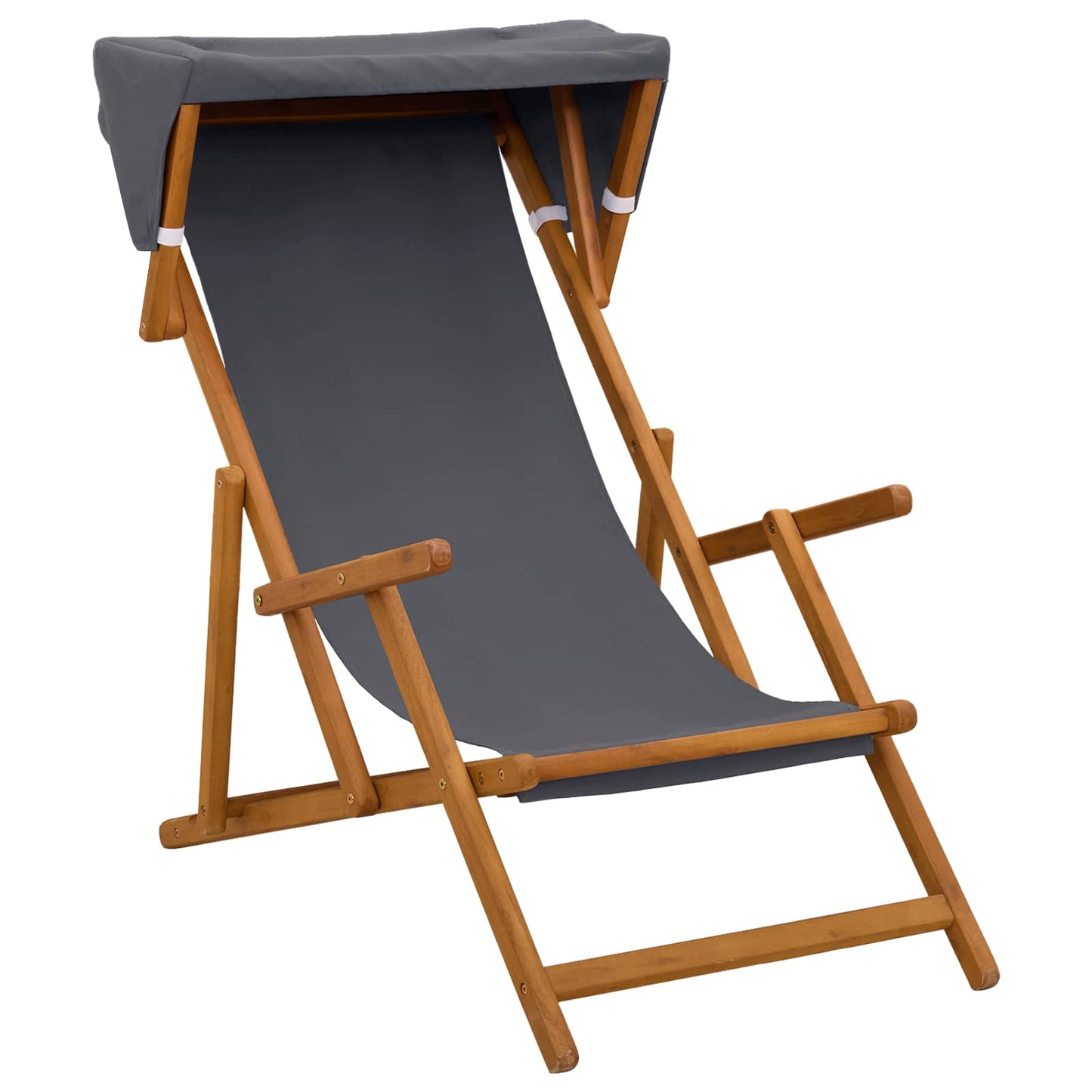 Deck Chair 4 pcs 3 Position Solid Eucalyptus Wood Grey