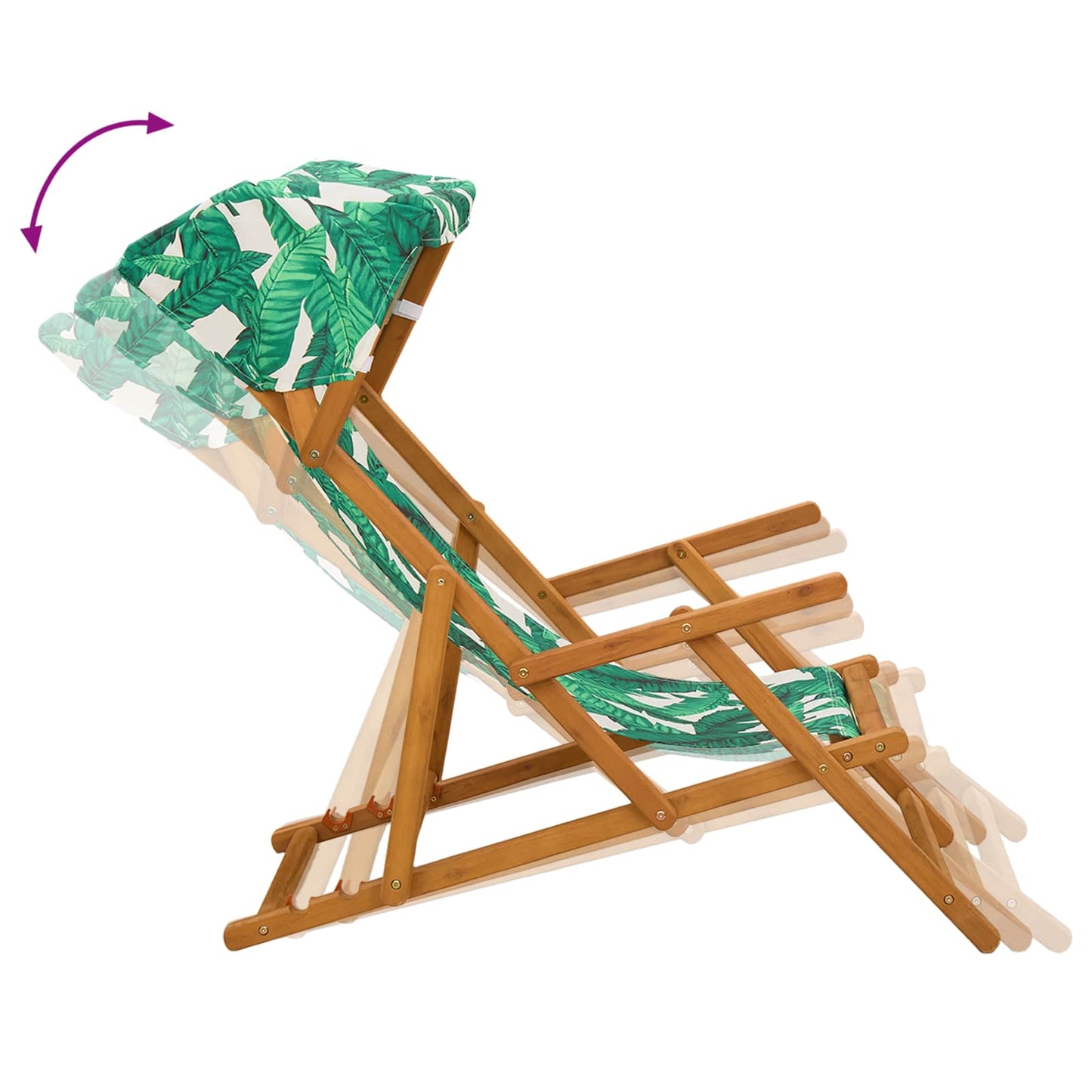 Deck Chair 4 pcs 3 Position Solid Eucalyptus Wood Leaf Pattern