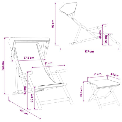 Deck Chair 4 pcs 3 Position Solid Eucalyptus Wood