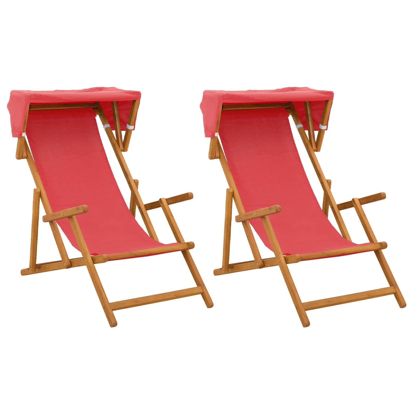 Deck Chair 2 pcs 3 Position Solid Eucalyptus Wood Red