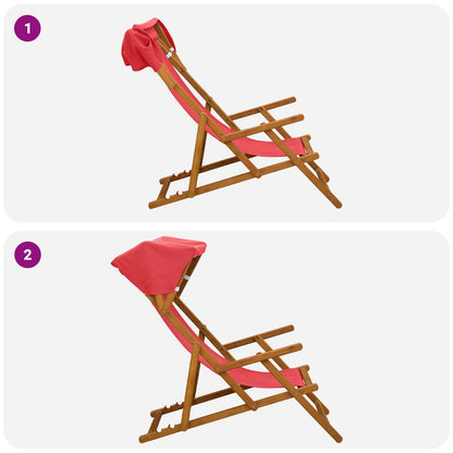 Deck Chair 2 pcs 3 Position Solid Eucalyptus Wood Red