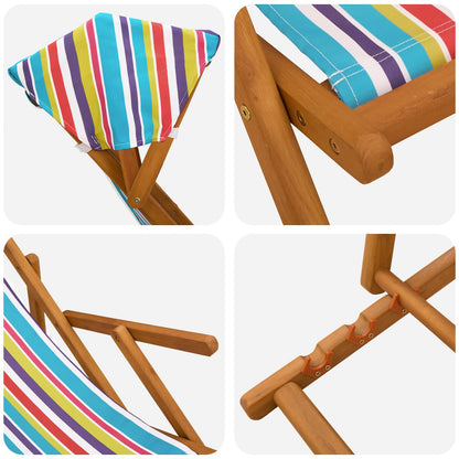 Deck Chair 2 pcs 3 Position Solid Eucalyptus Wood Multicolour