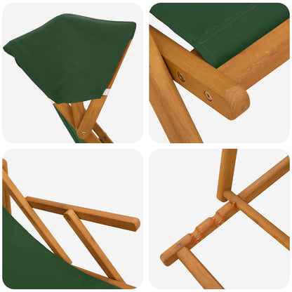 Deck Chair 2 pcs 3 Position Solid Eucalyptus Wood Green