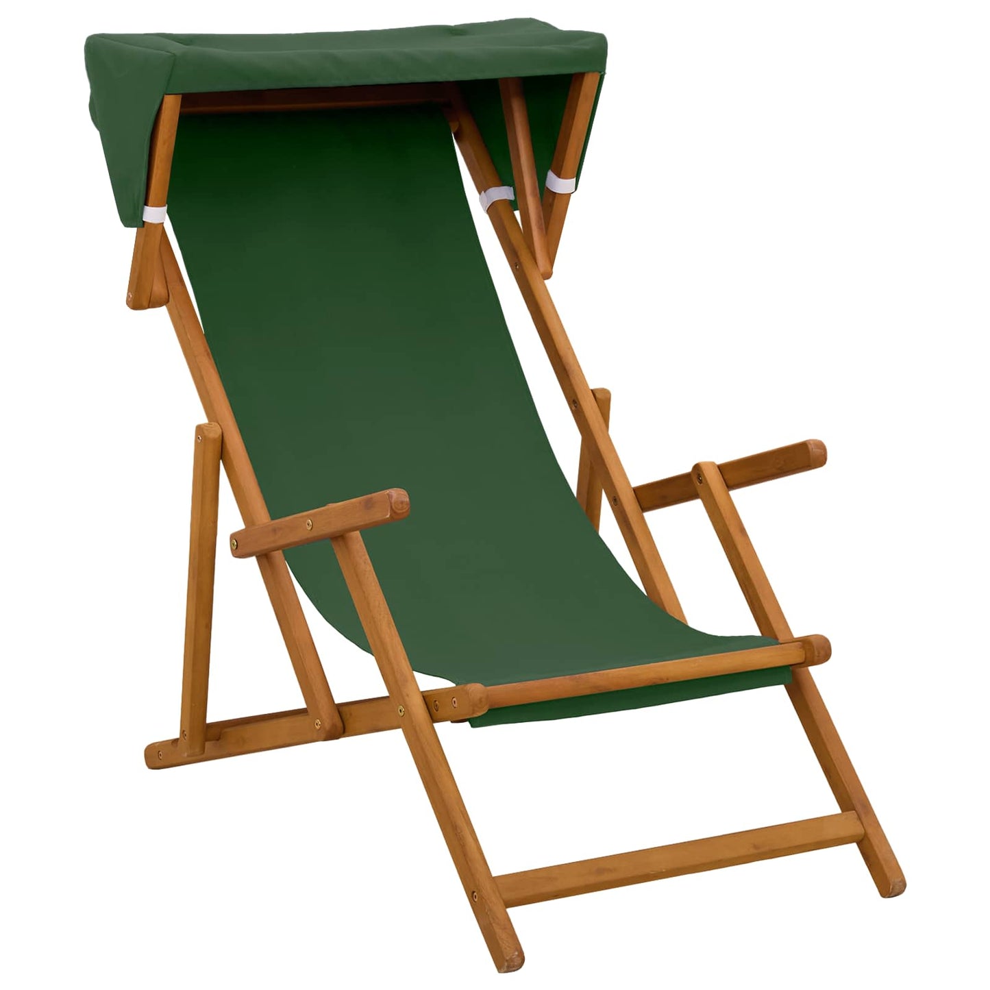 Deck Chair 2 pcs 3 Position Solid Eucalyptus Wood Green
