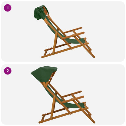 Deck Chair 2 pcs 3 Position Solid Eucalyptus Wood Green