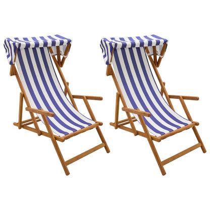 Deck Chair 2 pcs 3 Position Solid Eucalyptus Wood