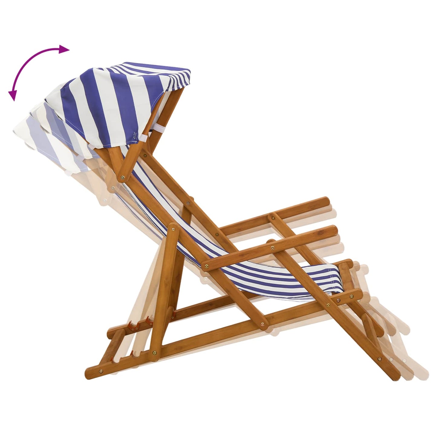 Deck Chair 2 pcs 3 Position Solid Eucalyptus Wood