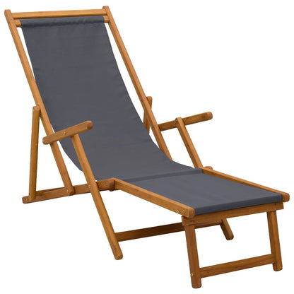 Folding Sun Lounger 2 pcs 3 Position Solid Eucalyptus Wood Grey