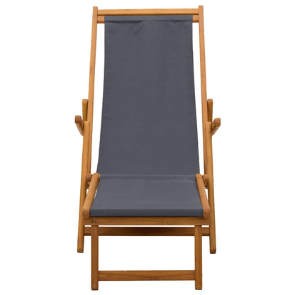 Folding Sun Lounger 2 pcs 3 Position Solid Eucalyptus Wood Grey