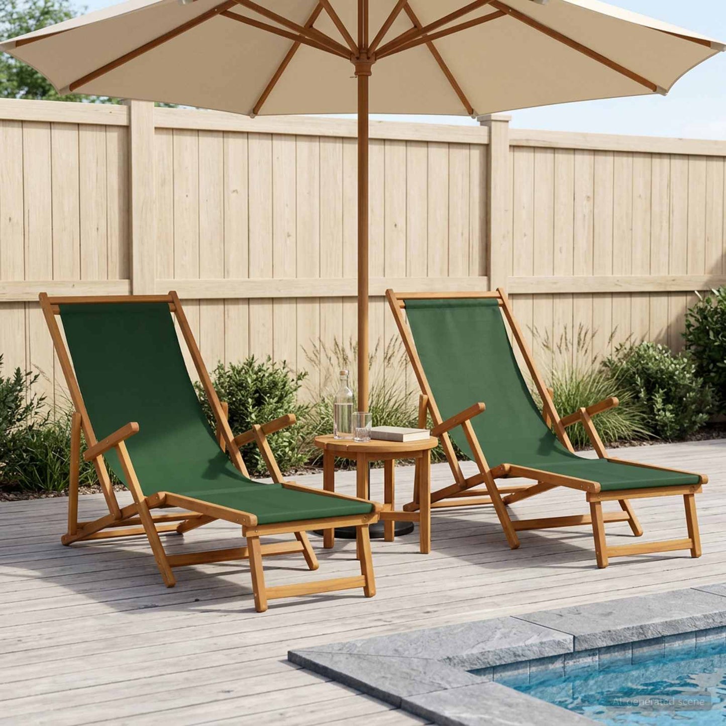 Folding Sun Lounger 2 pcs 3 Position Solid Eucalyptus Wood