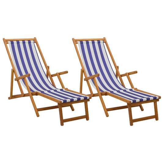 Folding Sun Lounger 2 pcs 3 Position Solid Eucalyptus Wood