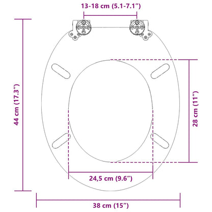 Soft-Close Toilet Seat Multicolour 44 x 38 cm MDF board