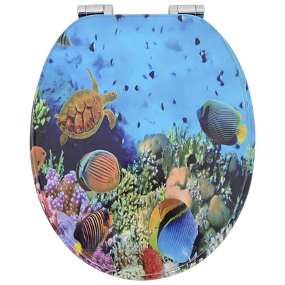 Soft-Close Toilet Seat Deep Sea Blue 44 x 38 cm MDF board