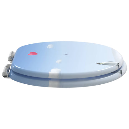 Soft-Close Toilet Seat Blue 44 x 38 cm MDF board