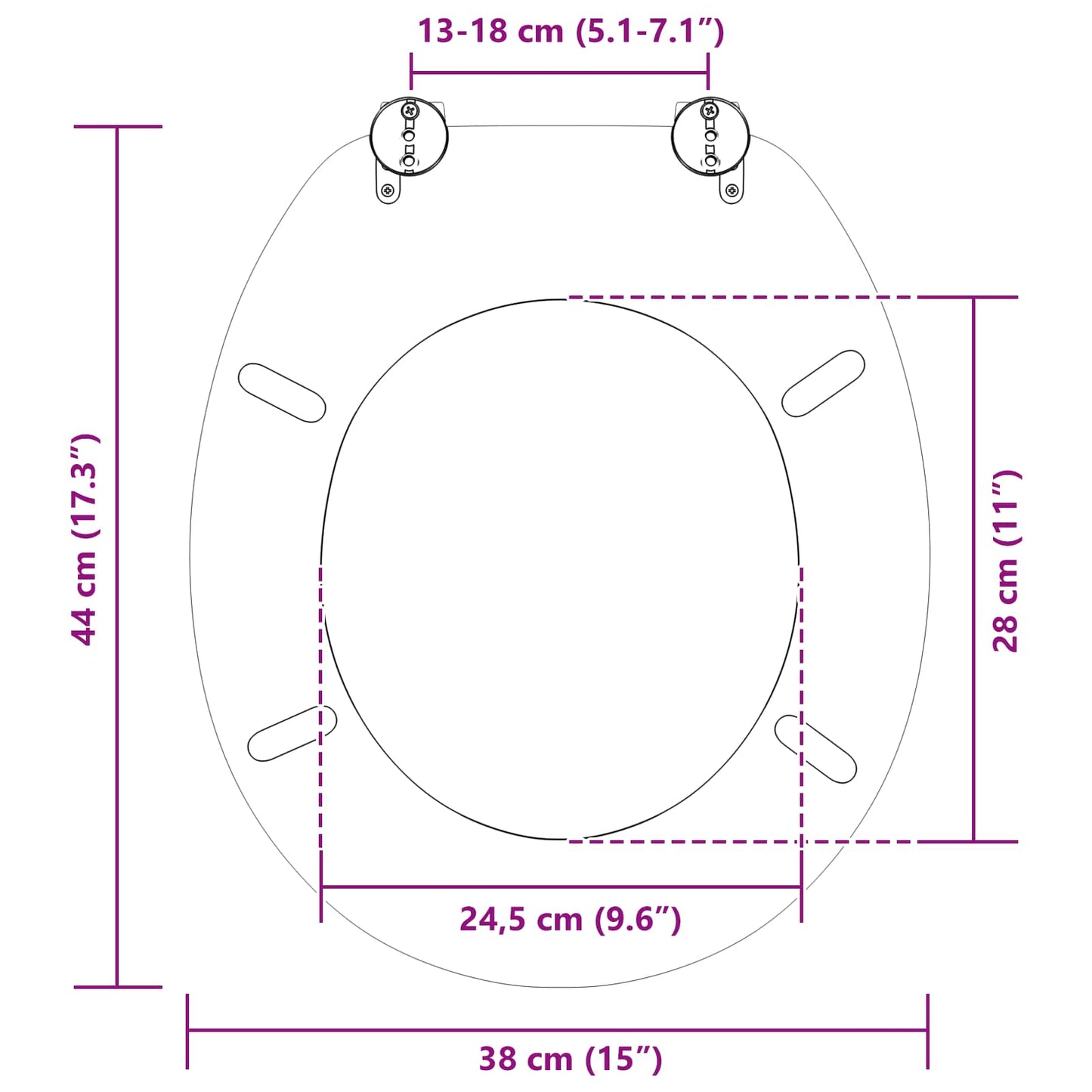 Soft-Close Toilet Seat Multicolour 44 x 38 cm MDF board