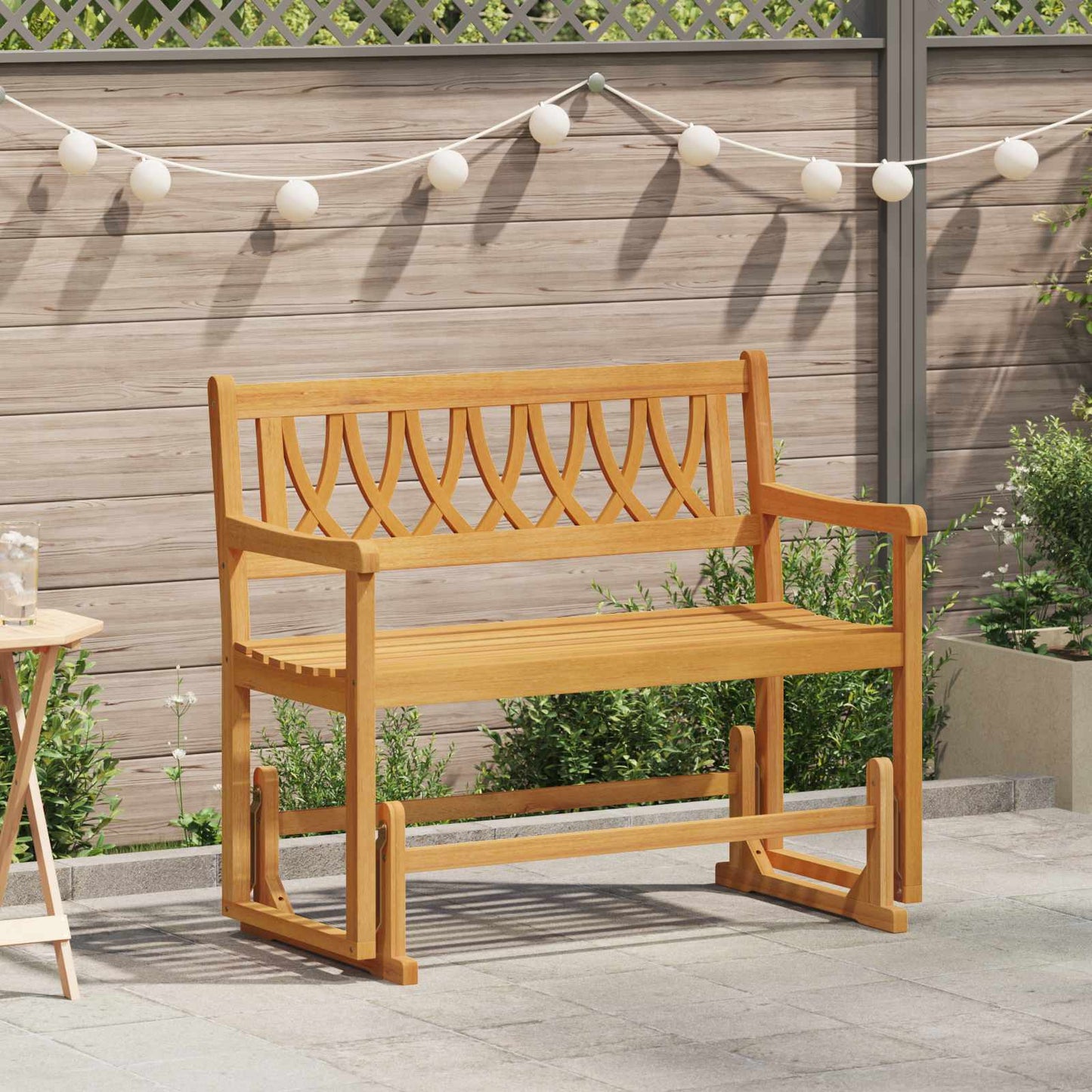 Garden Glider Bench Natural 110 x 59 x 97 cm Solid Acacia Wood