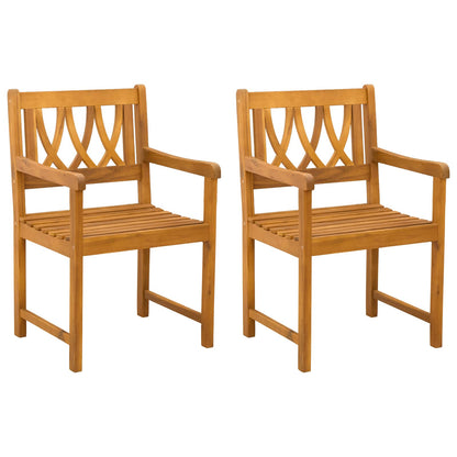 Garden Chairs 2 pcs Natural Solid Acacia Wood