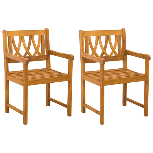 Garden Chairs 2 pcs Natural Solid Acacia Wood