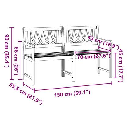 Outdoor Bench Natural 150 x 55.5 x 90 cm Solid Acacia Wood