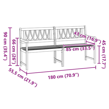 Outdoor Bench Natural 180 x 55.5 x 90 cm Solid Acacia Wood