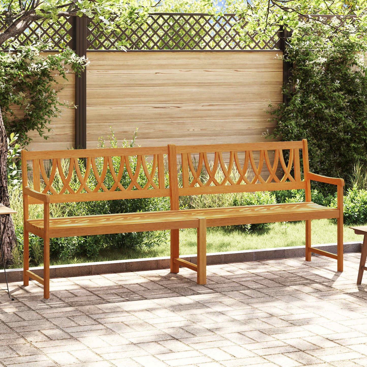 Outdoor Bench Natural 220 x 55.5 x 90 cm Solid Acacia Wood