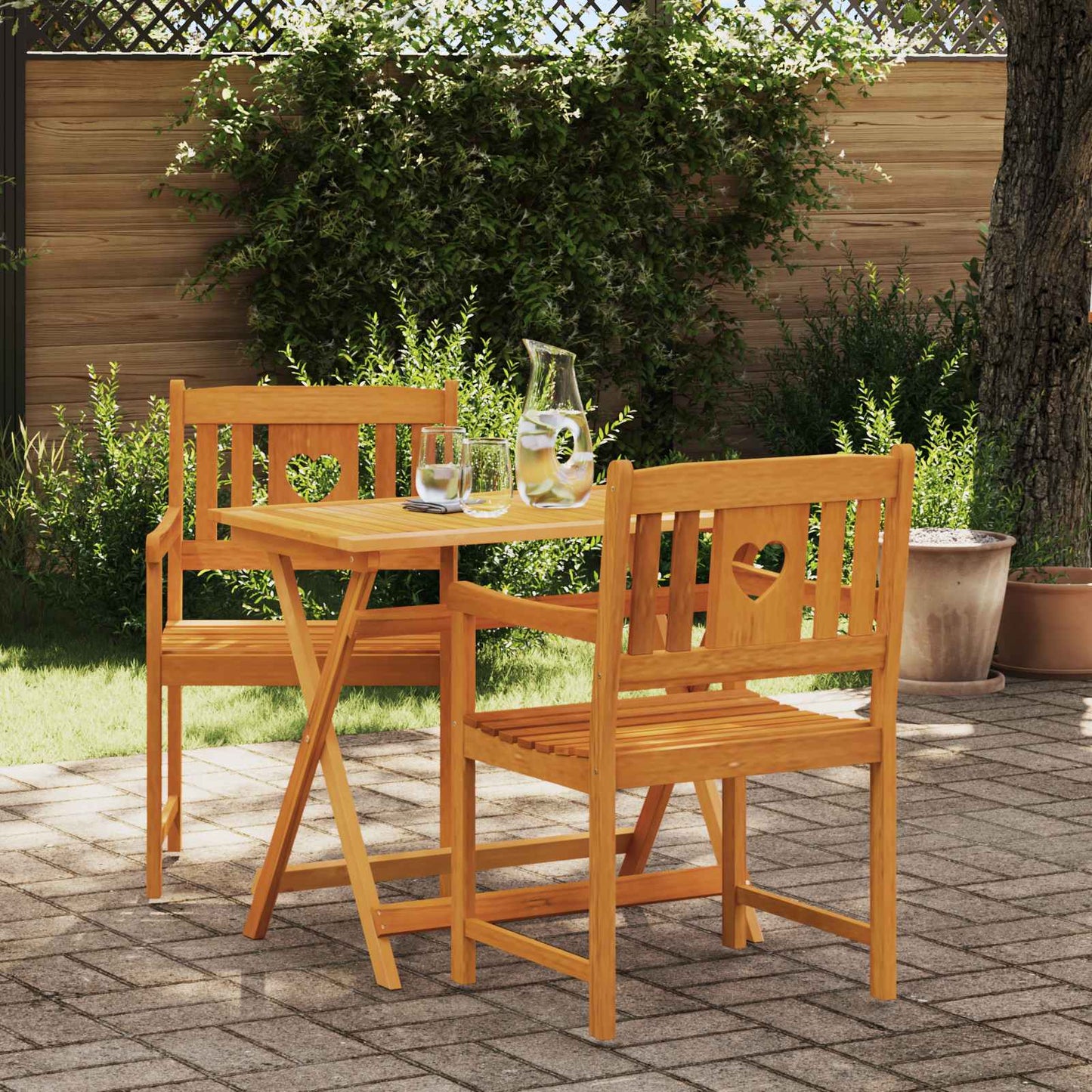 Outdoor Bench 2 pcs Natural 56 x 55.5 x 90 cm Solid Acacia Wood