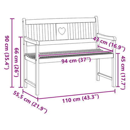 Outdoor Bench Natural 110 x 55.5 x 90 cm Solid Acacia Wood