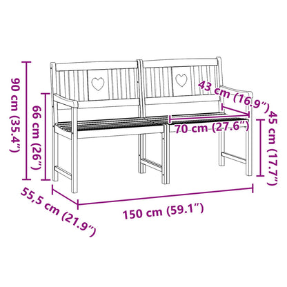Outdoor Bench Natural 150 x 55.5 x 90 cm Solid Acacia Wood
