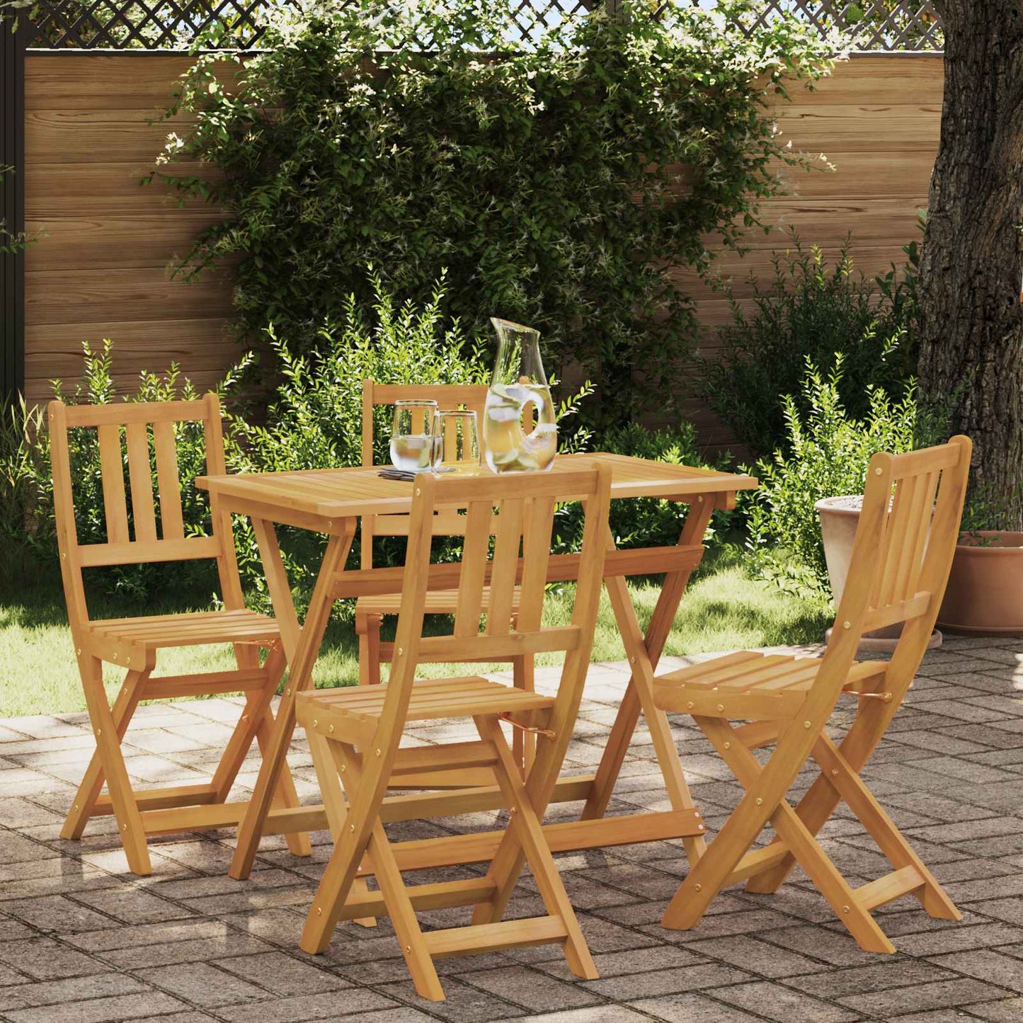 with Cushion 4 pcs Natural 40 x 42 x 85 cm Solid Acacia Wood