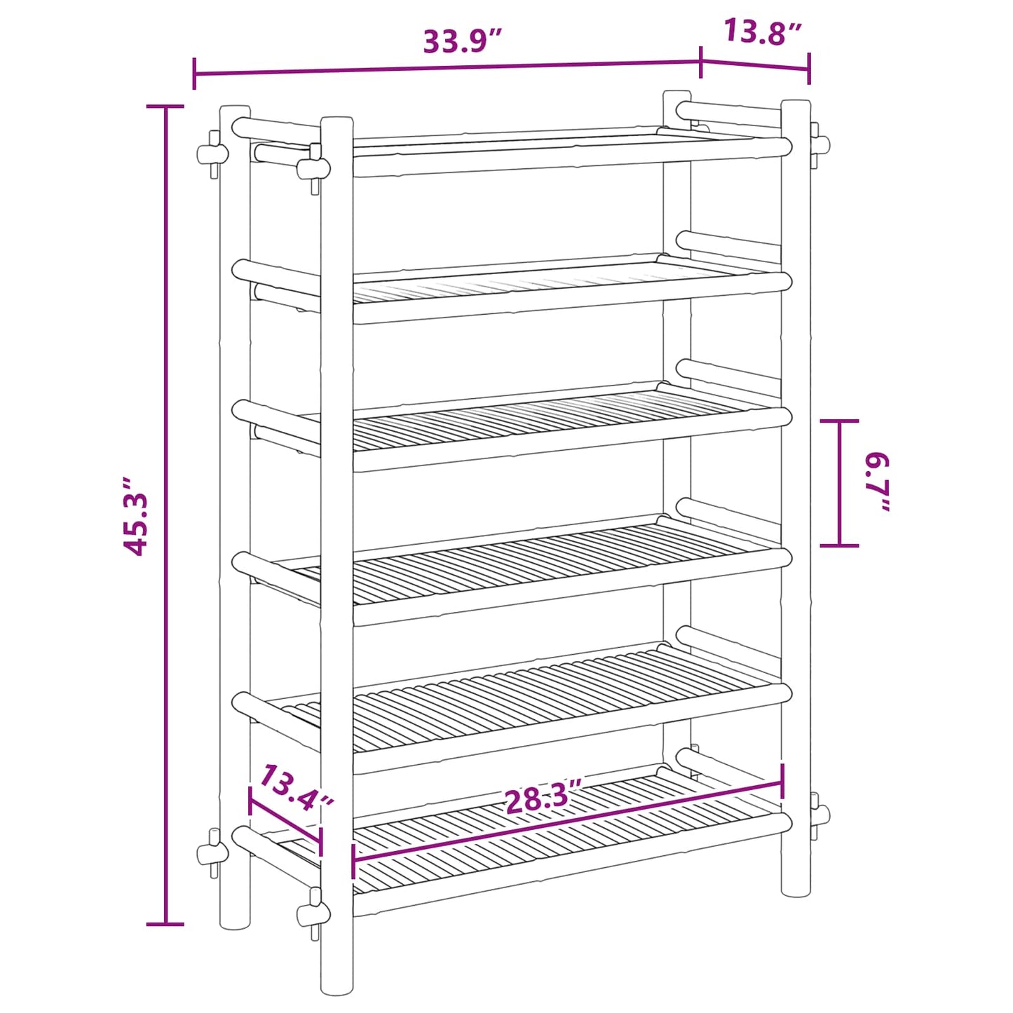 Shoe Rack with Shelf Natural 6-tier Bamboo