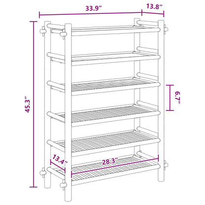Shoe Rack with Shelf Natural 6-tier Bamboo